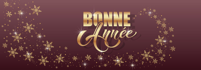 Bonee Annee and Joyeux noel. Merry Christmas card template with greetings in French.