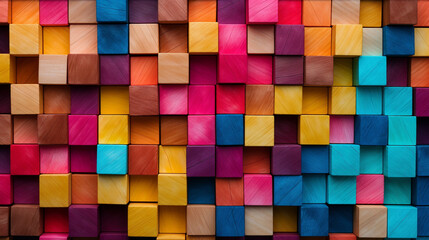 Colorful Wooden blocks background in a dynamic and vibrant composition. Ai generated