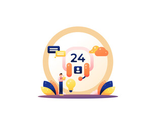 concept of Customer service and customer help center. community complaints and assistance services. 24-hour admin service. illustration concept design. graphic elements. Vector