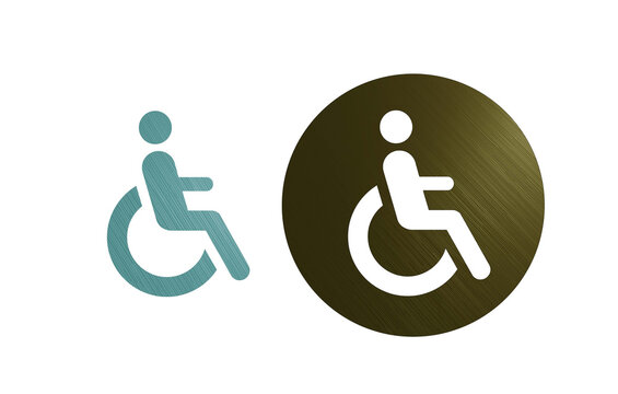 handicap sign icon symbol green and gold with texture