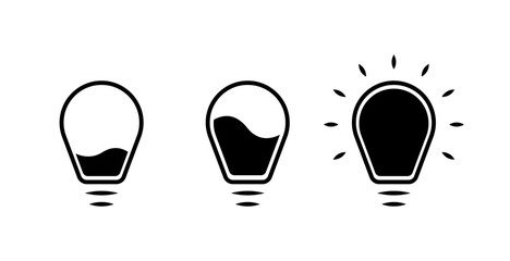 Light bulb icons. Silhouette, light bulbs with different fillings. Vector icons - obrazy, fototapety, plakaty