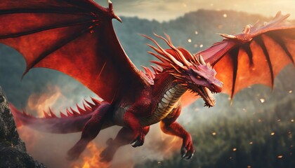 Vibrant, wild and attractive Red Dragon visuals created with artificial intelligence