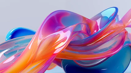 Keuken foto achterwand playful 3D abstraction modern vibrant glass captivating © pier
