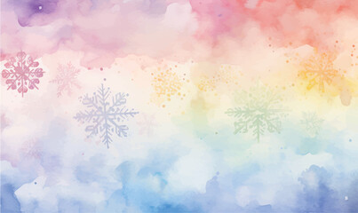 abstract watercolor background with watercolor splashes and snow