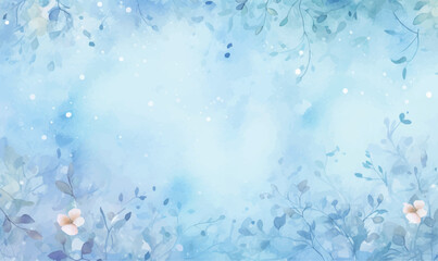 christmas watercolor winter background with snowflakes