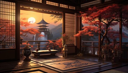 Traditional Asia tea room.