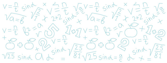 Algebra mathematical example sketch background. Studying for primary school. Vector editable stroke line size.