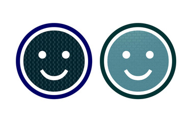 Smile icon symbol black and blue with texture