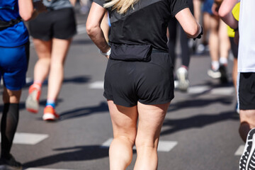 Runners on the street. Healthy lifestyle. Jogging exercise. Athletics
