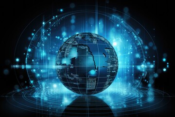 Growing global network and cyber security concept background
