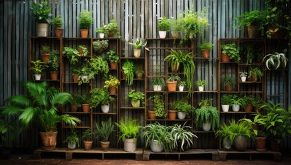 hanging plants create a vertical garden