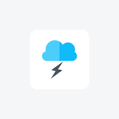 Thunderstorm, Weather, Lightning, flat color icon, pixel perfect icon