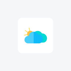 Sun, clouds, sky, weather, atmosphere flat color icon, pixel perfect icon