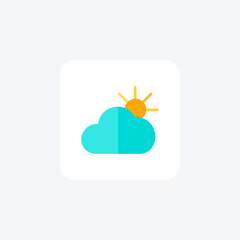 Cloudy Skies, Broken cloud cover, Inconstant cloud formations  flat color icon, pixel perfect icon - obrazy, fototapety, plakaty
