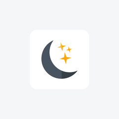 Crescent Moon ,Waxing crescent, Lunar phase,  flat color icon, pixel perfect icon