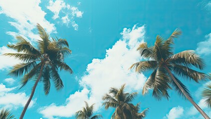 Tropical palm tree with sunlight