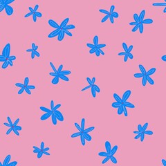 seamless pattern with blue flowers
