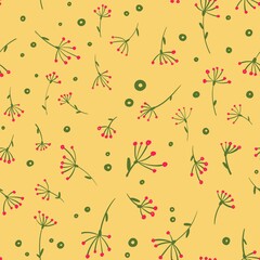 seamless pattern with flowers and berries 