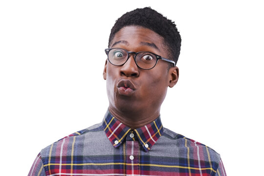 Surprise, portrait and black man with wow gossip on isolated, transparent or png background. No way, shock and face of African model with omg news, reaction or oops, emoji or offended by secret drama