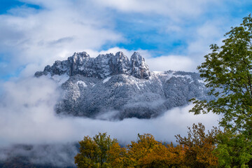 snowy mountains in autumn in the Alps