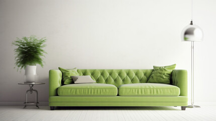 Fototapeta na wymiar Green plant with sofa in living room