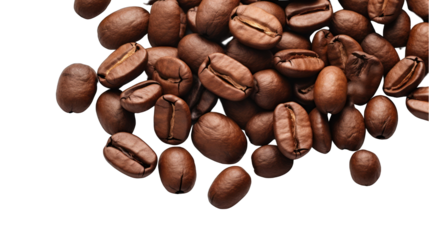 Set of Coffee Beans Isolated on Transparent or White Background, PNG