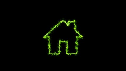 Glowing neon line House icon isolated on black background. Home symbol. neon home button. Glowing neon home sign, outline house