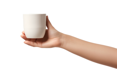 a coffee cup stacked in the hands of two women