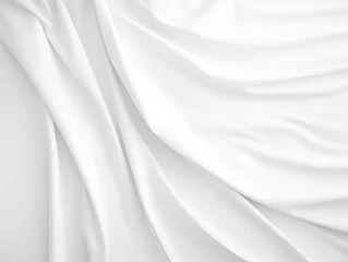 Poster bright white fabric in wavy layers of abstract background © Iryna