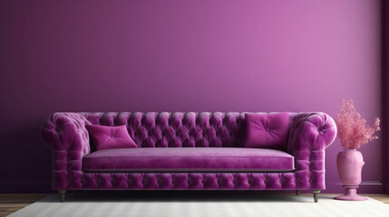 Sofa in purple living room