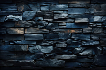 Slate rock background. Slate paints landscapes. Its rich hues, shaped by geological forces, form a natural canvas, turning ordinary spaces into picturesque scenes. - obrazy, fototapety, plakaty