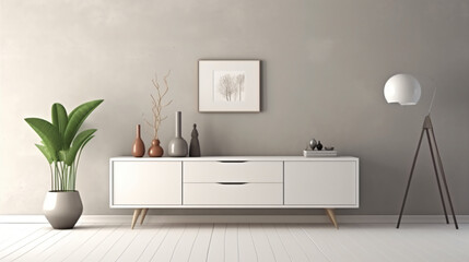 White sideboard in living room