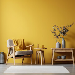 Yellow living room interior
