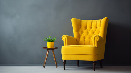 Yellow living room interior