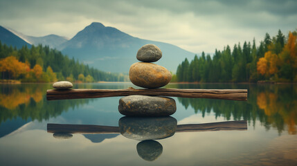 natural elements in harmony and balance. concept of balance and informed decisions