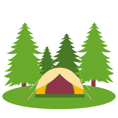 Yellow Camping Tent Illustration