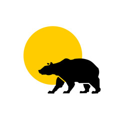 Camping symbol, bear and sunset, outdoor and forest for adventurer icons vetor.