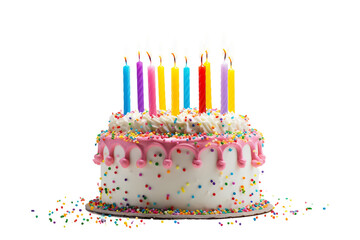 Vibrant Birthday Cake Celebration on Transparent background