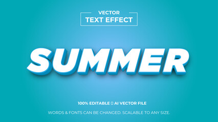 Summer 3d editable text effect premium vector. Editable text style effect. 3d cover of business presentation banner for sale event night party. vector illustration