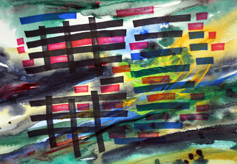 art  copic marker  drawing sketch on watercolor  background