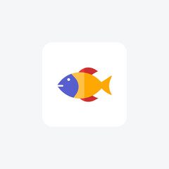 Fish, Aquatic Life flat color icon, pixel perfect icon