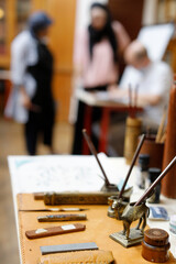Calligraphy lesson at the Great Paris Mosque, France