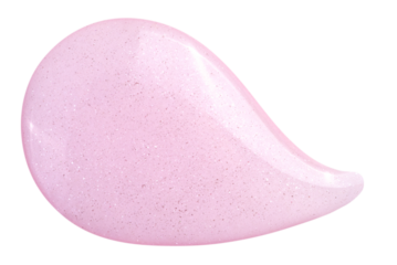 A drop of pink gel with sparkles isolated on a transparent background.