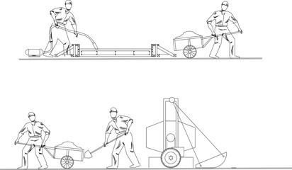 Vector sketch illustration design engineering drawing detail work method for casting site preparation