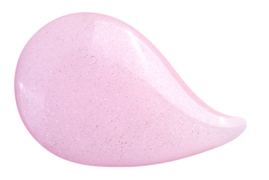 A drop of pink gel with sparkles isolated on a transparent background.