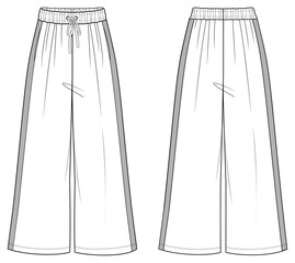 women's pant Fashion Flat Sketch Vector Illustration, CAD, Technical Drawing, Flat Drawing, Template, Mockup.