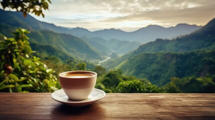 lifestyle natural coffee drink coffee cup mountain illustration landscape morning, breakfast aroma, tea relax lifestyle natural coffee drink coffee cup mountain