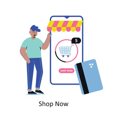 Shop Now vector Flat Design illustration. Symbol on White background EPS 10 File