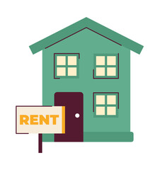 Home for rent 2D illustration concept. Property to let. Rental house isolated cartoon object, white background. Renting apartment. New residential. Real estate metaphor abstract flat vector graphic