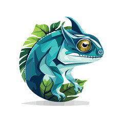 Chameleon in cartoon, doodle style. Isolated 2d vector illustration in logo, icon style, Eps 10. AI Generative